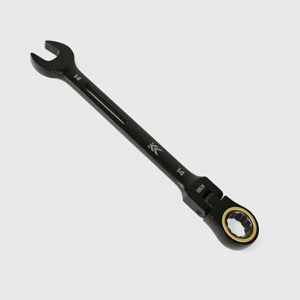 フジ矢 首振りラチェットコンビネーションレンチ（黒金）14mm CWL-14-BG
