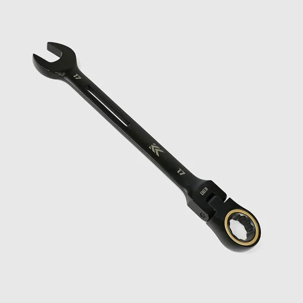 フジ矢 首振りラチェットコンビネーションレンチ（黒金）17mm CWL-17-BG