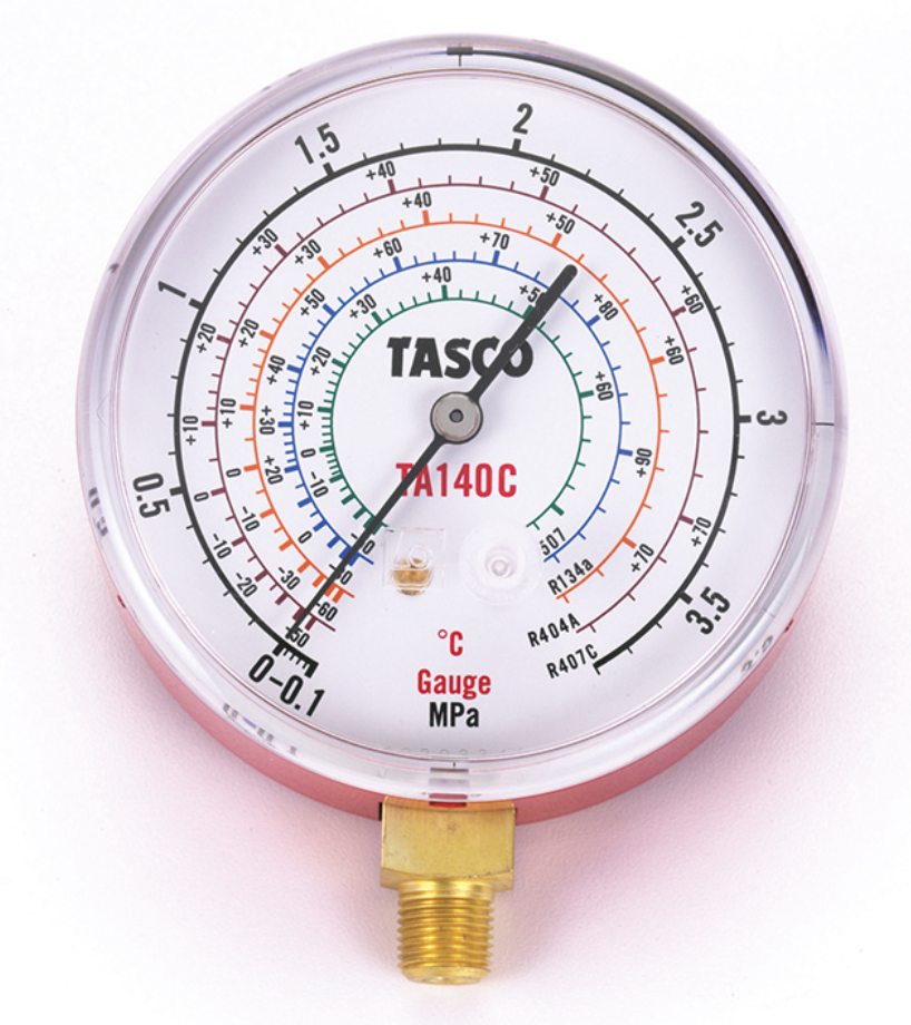 タスコ　R404A、R407C、R507A、R134a用高精度圧力計/連成計　TA140C